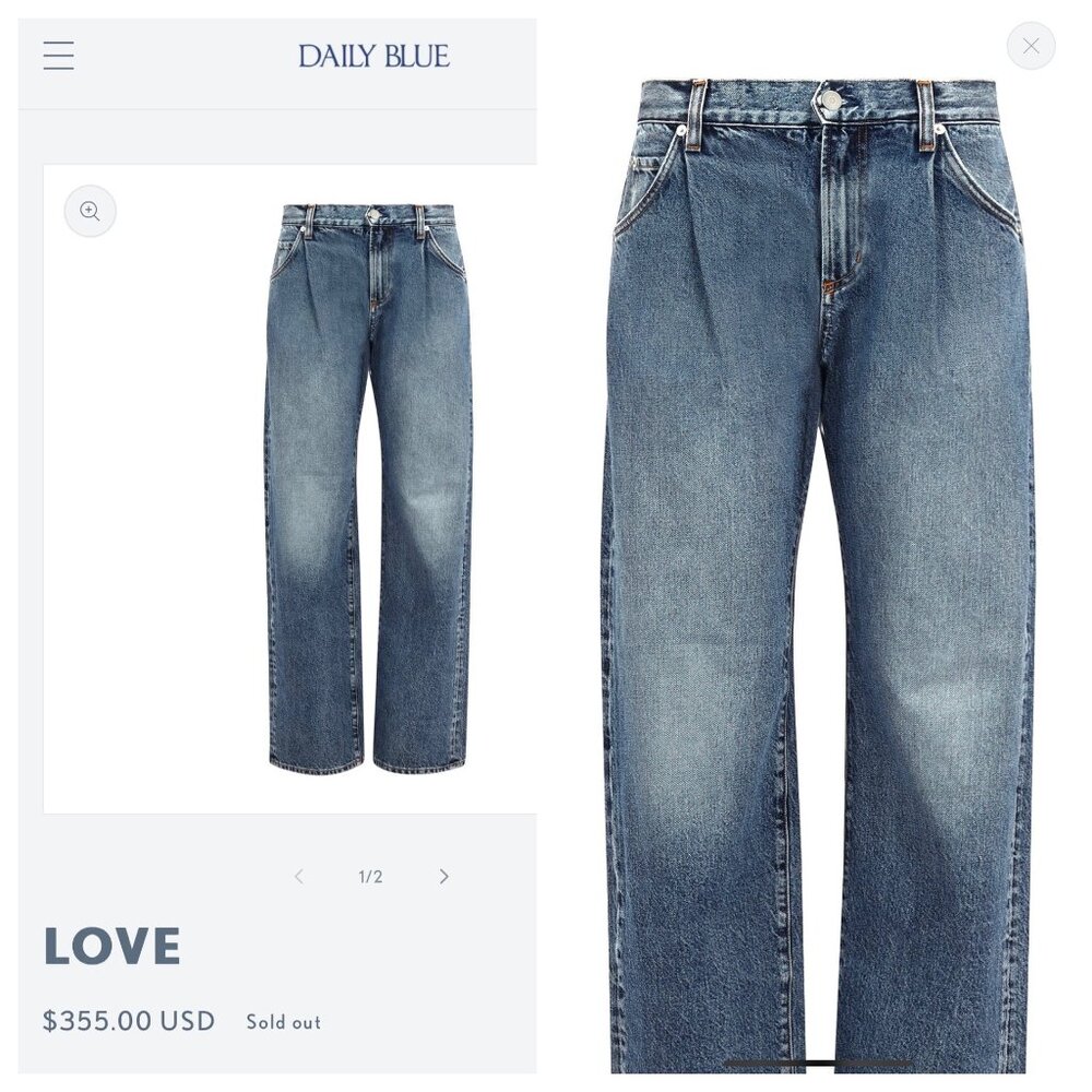 NWT $355 Daily Blue by Adrian Goldschmied LOVE 24  Cotton USA Barrel Legs - Picture 2 of 14